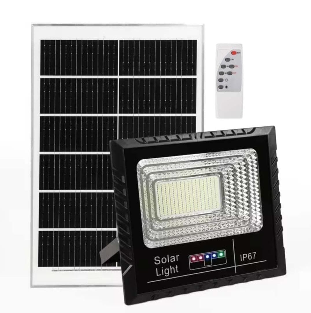 GlowBase Solar LED Flood Light, 150W, Outdoor Waterproof