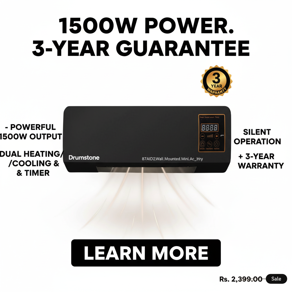 SAWON (3 YEAR WARRANTY) Indoor Wall Heater 1500W - Quiet Operation, 8H Timer, Air Conditioner Function, Perfect for Bedroom & Home Heating & Cooling Compact & Stylish