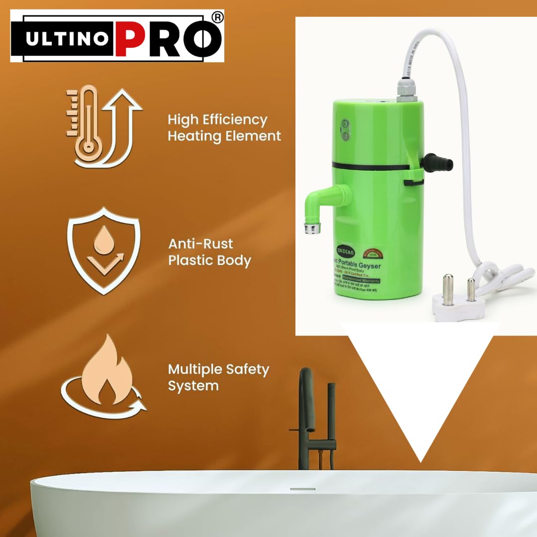 𝐈𝐍𝐃𝐈𝐀𝐒 𝐎𝐑𝐈𝐆𝐈𝐍𝐀𝐋 𝐀𝐮𝐭𝐨 Cut-Off [𝟐𝟎 𝐘𝐄𝐀𝐑 𝐖𝐀𝐑𝐑𝐀𝐍𝐓𝐘] Portable Instant Water Heater/Geyser for Kitchen, Bathroom, Saloon & Parlor, (Green)