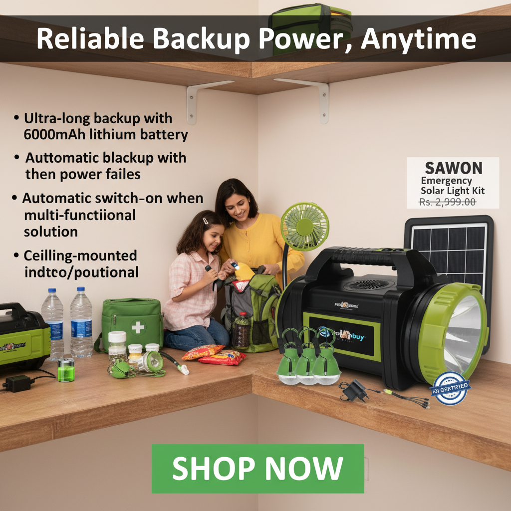 SAWON Daily Needs Shop Solar Light Set  (Ceiling Mounted Pack of 1)