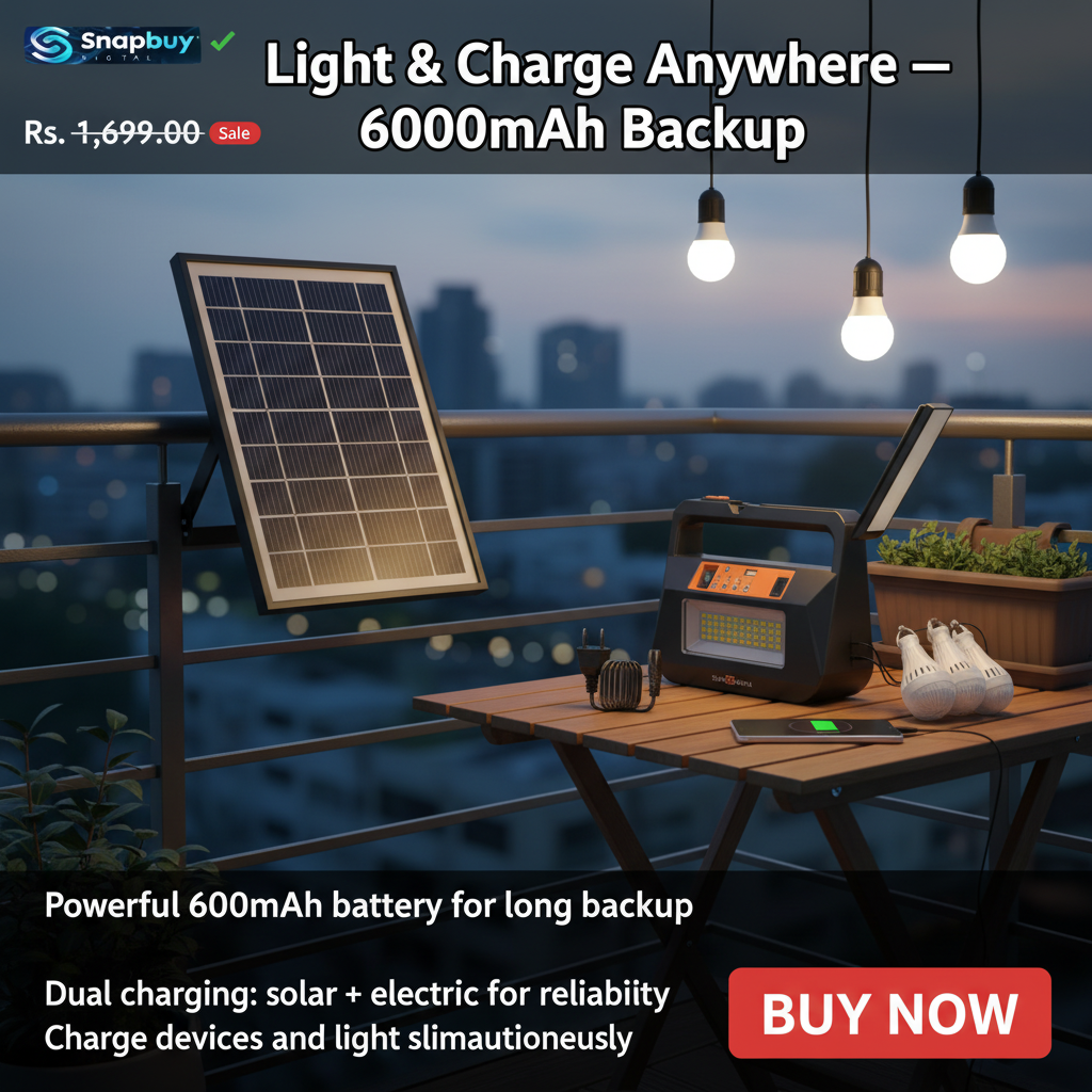 SAWON  Solar Mini Inverter Set | 3 LED Bulbs | 6000mAh Battery (5 Years Warranty)✅