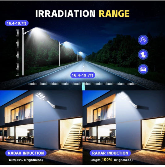 200 Watt Solar Street Lights Outdoor Automatic Motion Sensor Lights High Lumen Waterproof Solar LED Lamp with Aluminum Wall Mounting Bracket with Remote Control (2 Years Warranty)