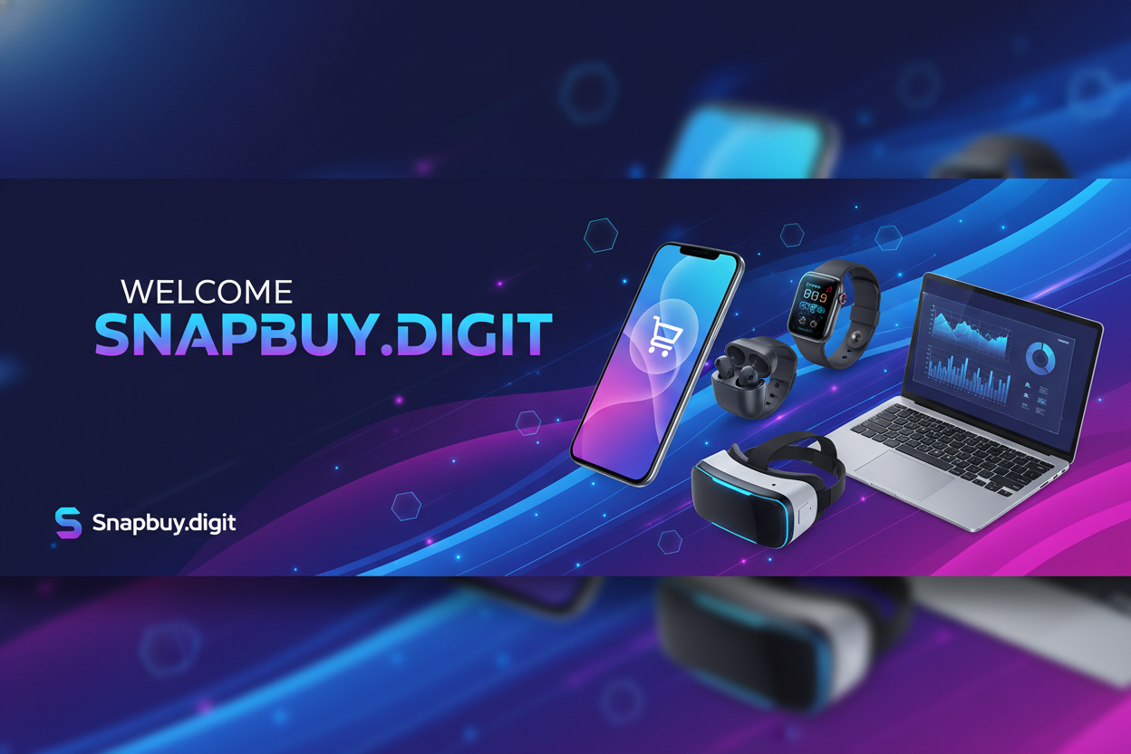 Here’s a **powerful AI image generation prompt** you can use for Midjourney, DALL·E, or any other AI art tool to create your **Snapbuy.digit banner**:


---


**🎨 AI Image Generation Prompt:**


> A modern, high-tech banner design for a with the headline text **“Welcome Snapbuy.digit”** in bold futuristic typography. The banner showcases a dynamic layout featuring sleek electronic products and amazing gadgets — smartphones, smartwatches, wireless earbuds, VR headsets, and modern laptops — arra